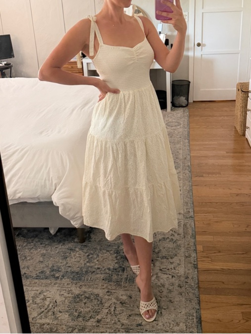 Madewell Eyelet Tie-Shoulder Midi Dress